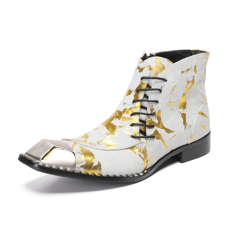 New British style retro old polished handmade shoes cowhide Martin boots trendy boots leather boots soft-soled short boots men's shoes