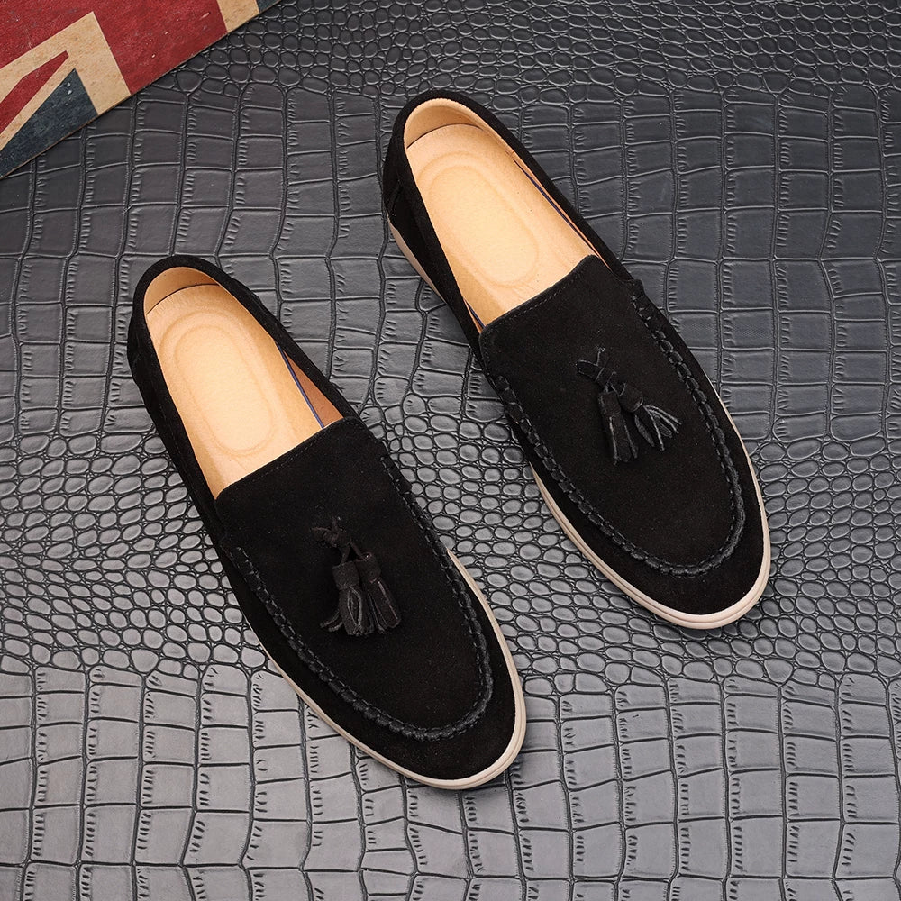 Men's Genuine Leather Loafers, Suede, Slip-On