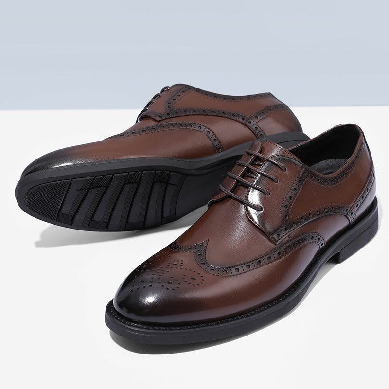 New brogue leather dress shoes for men - british & korean style, business formal, breathable casual