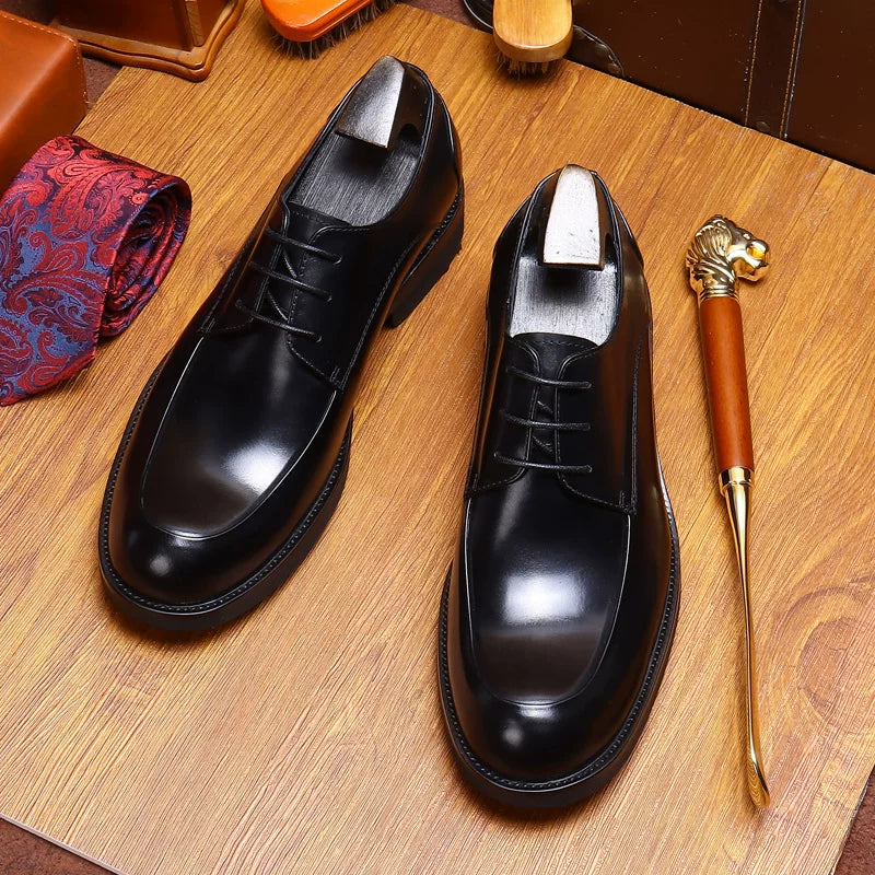 Men's Genuine Leather Leather Shoes, Height Increasing, Thick Sole