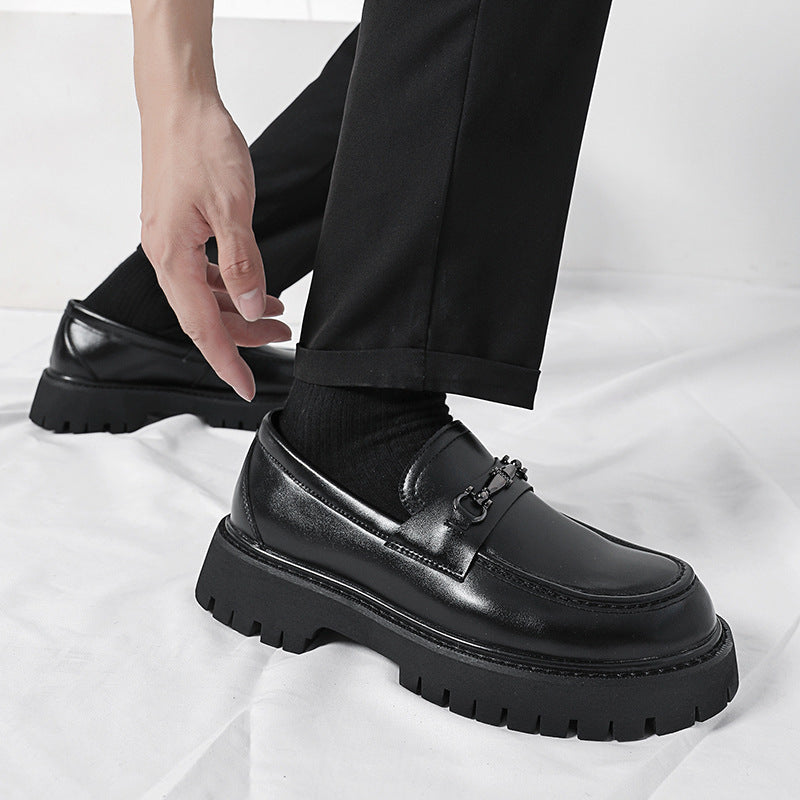 Men's chunky platform loafers - british style, square toe, business casual, spring/autumn new arrival