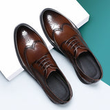 New brogue leather dress shoes for men - british & korean style, business formal, breathable casual