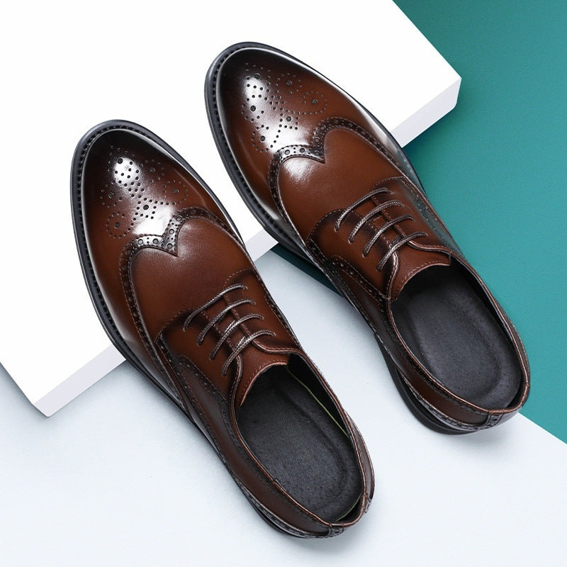 New brogue leather dress shoes for men - british & korean style, business formal, breathable casual