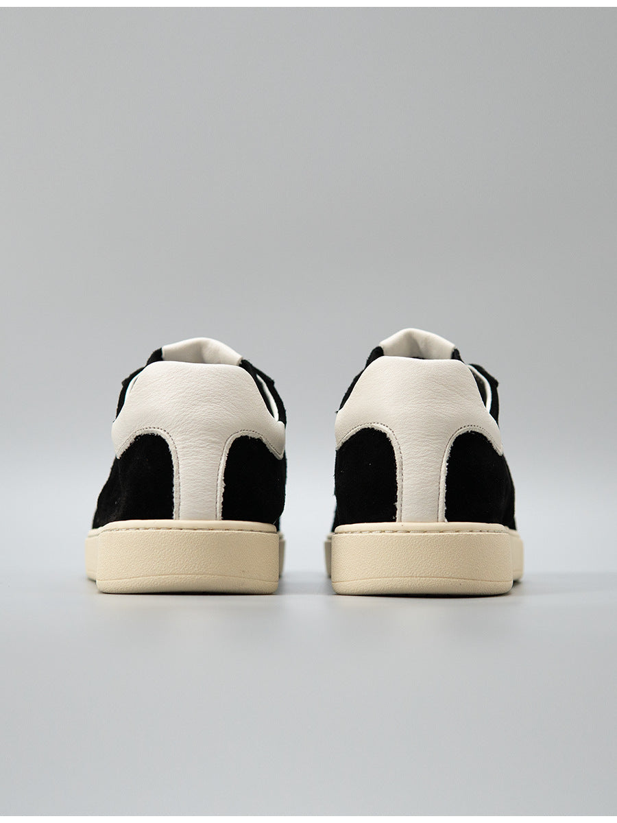 Moxu new arrival shoes black sports casual style sense of design suede cowhide menbest selling genuine leather low-top sneakers