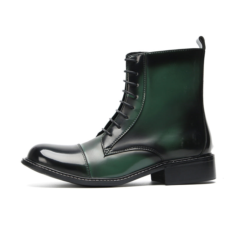 Men's Green Martin Boots – Crocodile Pattern, Crocodile Pattern