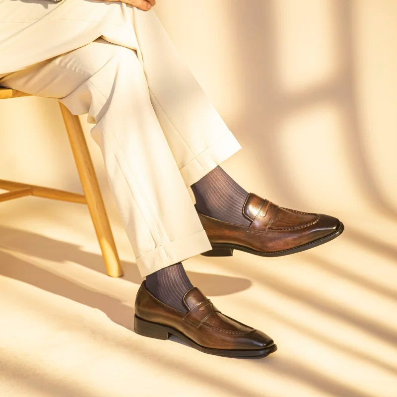 Men's Genuine Leather Loafers, Slip-On, British Style