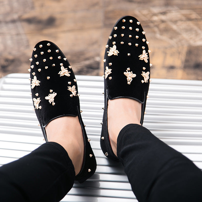 Cross-border hairstylist men's shoes fashion british studded shoes exportplus size slip-on driving 10