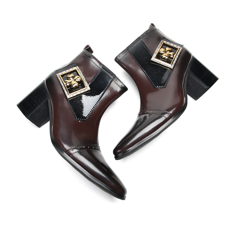 Men's Red Leather Martin Boots – Platform, British Style