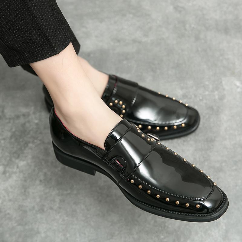 2026 spring men's plus size pointed toe patent leather dress shoes - british casual style hair styli 2