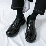 Summer leather shoes for men, chunky sole, british style, business formal, casual slip-ons, trendy