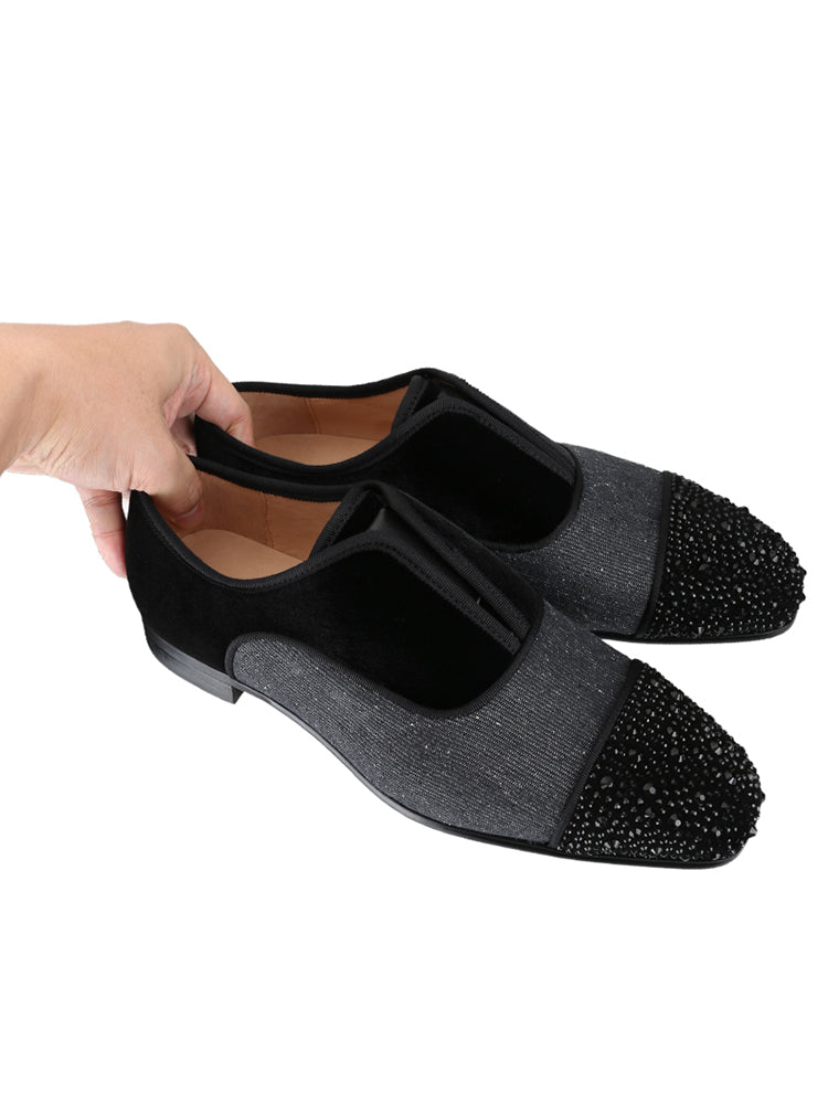 Hand-spliced high-end fabric men's casual leather shoes European and American style red-soled shoes perfect for wedding banquets Oxford shoes