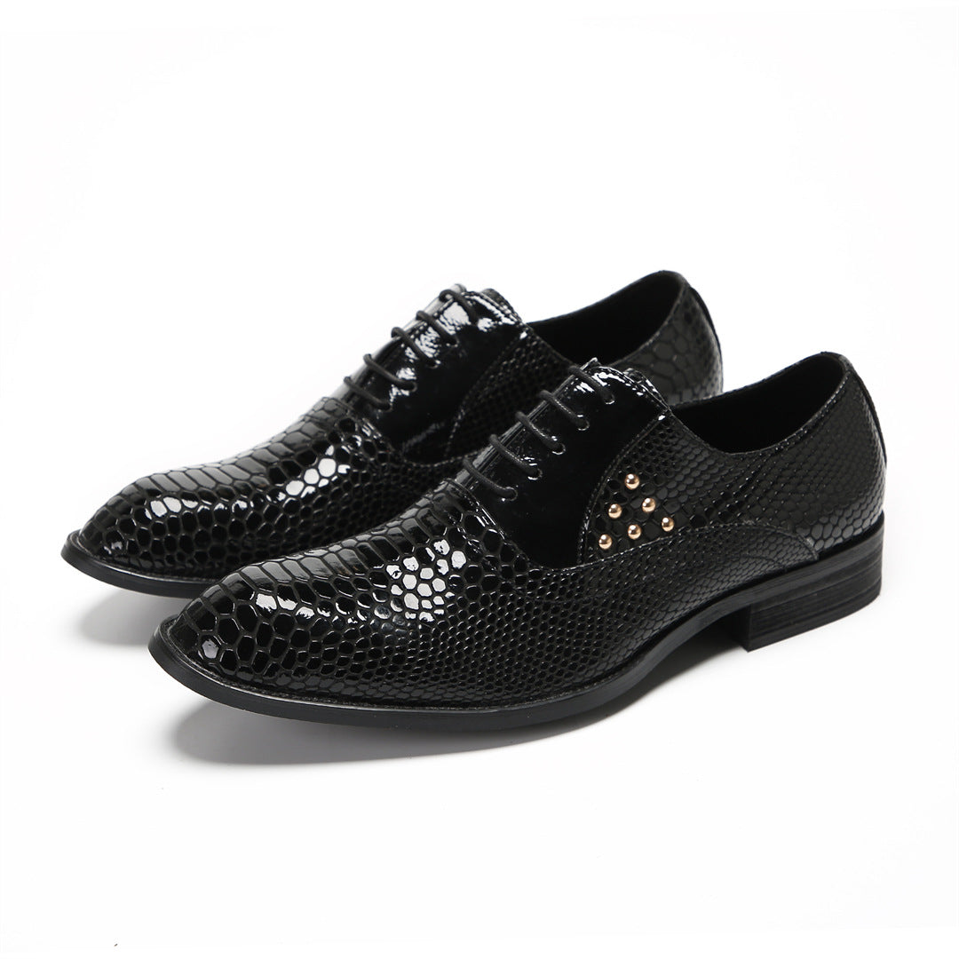 Italian men's shoes patent leather British style wedding shoes men's business dress leather shoes cowhide pointed bright leather derby shoes tide