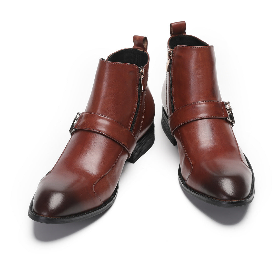 Men's Genuine Leather Chelsea Boots – Pointed Toe, British Style