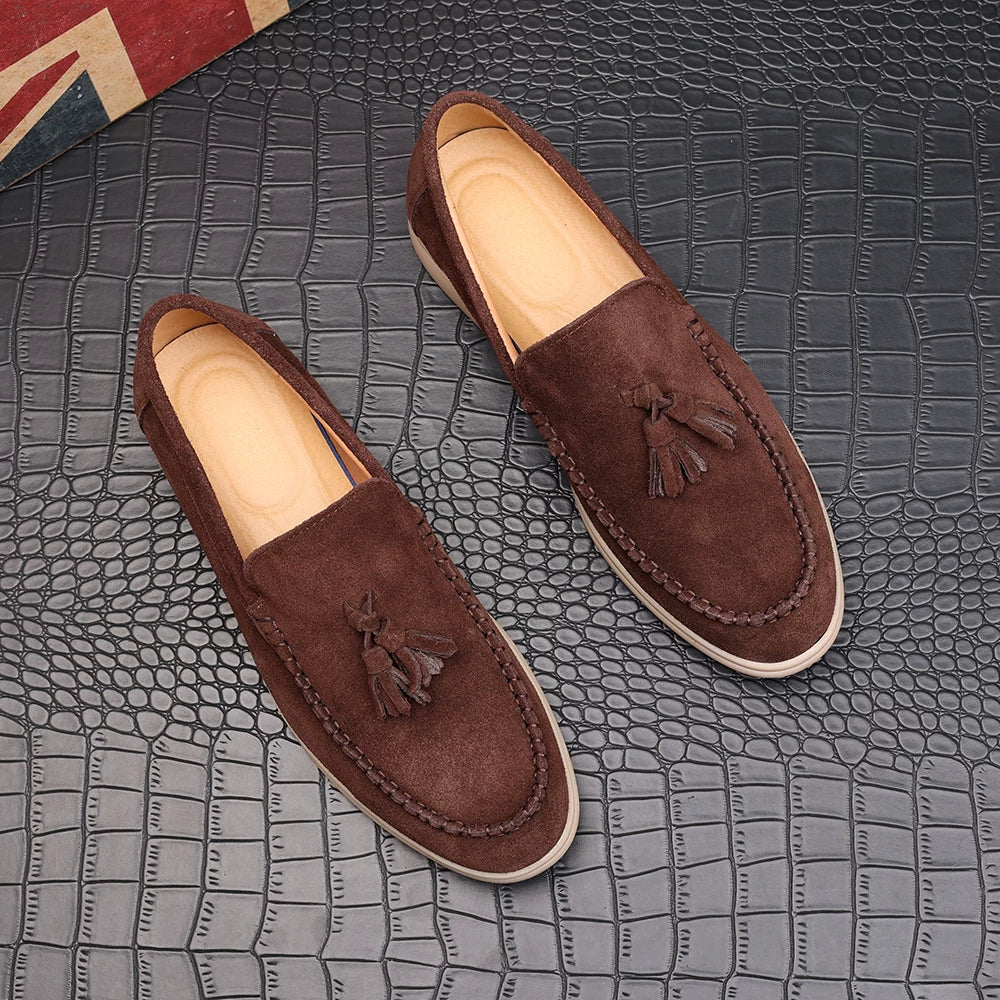 Men's Genuine Leather Loafers, Suede, Slip-On