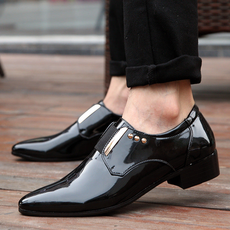 Men's business leather shoes - plus size, new arrival, patent leather, pointed toe, fashionable kore