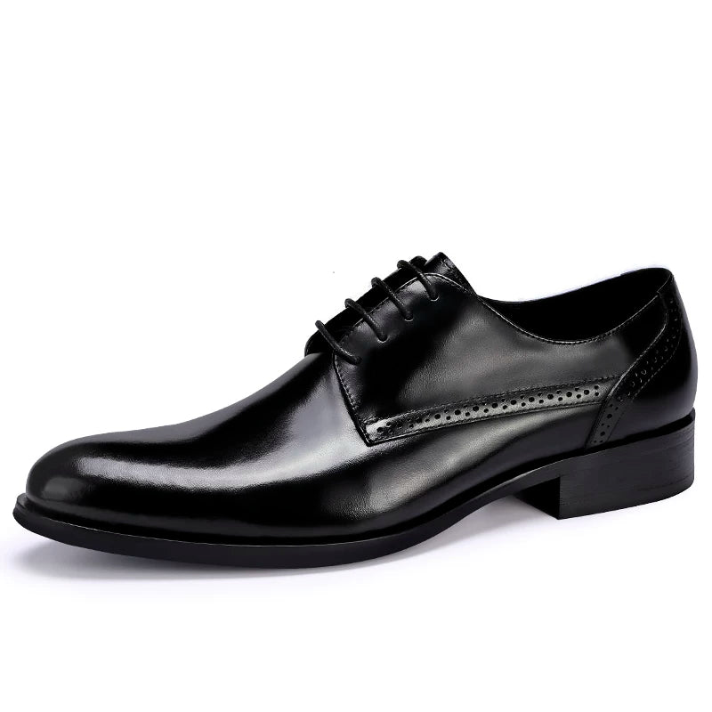 Men's Genuine Leather Derby Shoes, Pointed Toe, Business