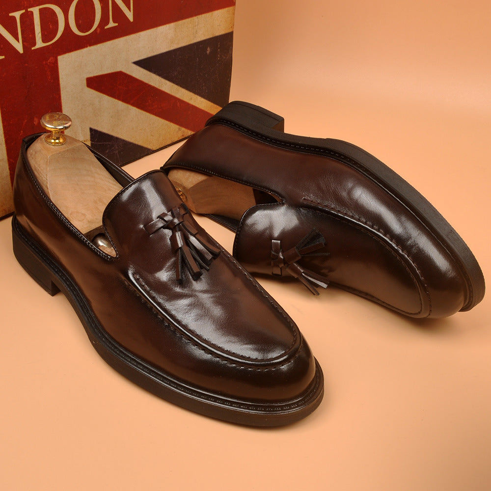 Fashioneasiest for match business men's shoes tassel formal dress hidden heelcasual leather shoes we 3