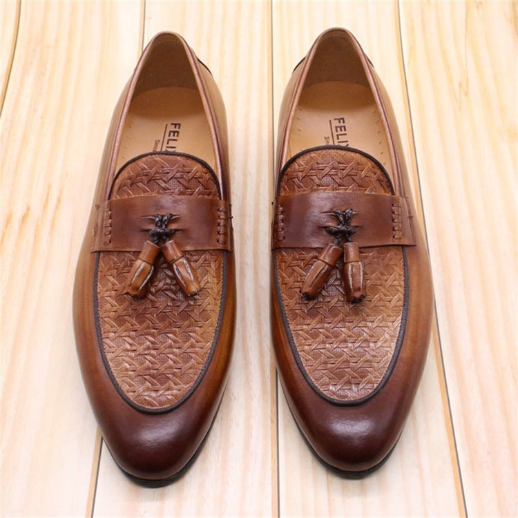 Genuine Leather Slip on British Loafers Men's Fashion Men's Business Office Casual Leather Shoes Trend Men's One Pedal