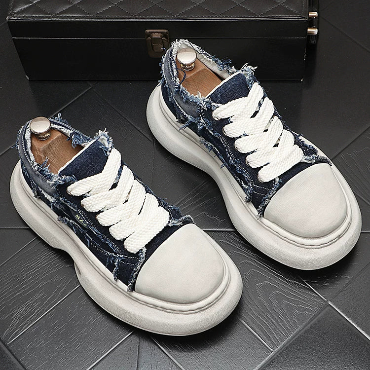 Men's 2026 New Height-Increasing Platform Breathable Canvas Denim Casual Shoes
