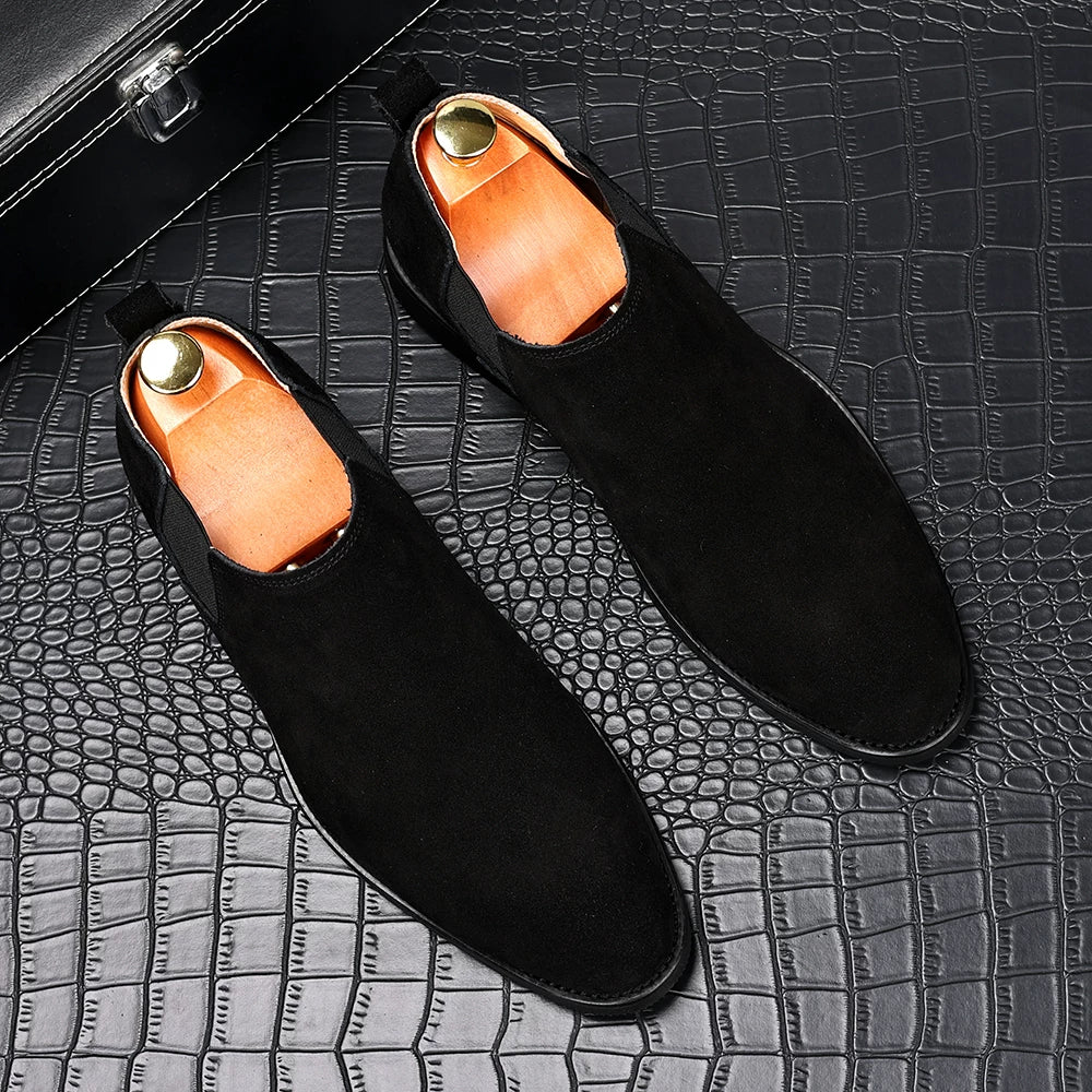 Men's Genuine Leather Chelsea Boots, Height Increasing, Slip-On