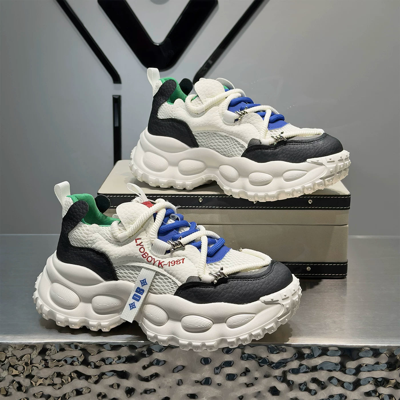 Men's Platform Breathable Mesh Trendy Chunky Dad Sneakers 2026 Summer New