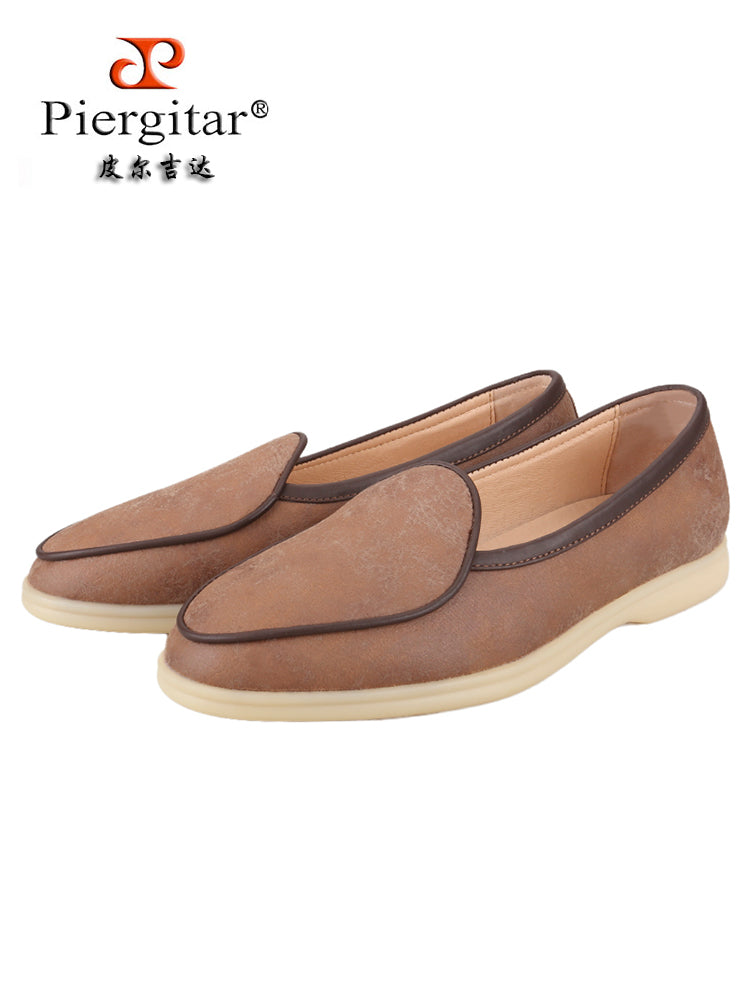 Maillard deerskin men's classic summer walk shoes milky white non-slip casual slip-on shoes