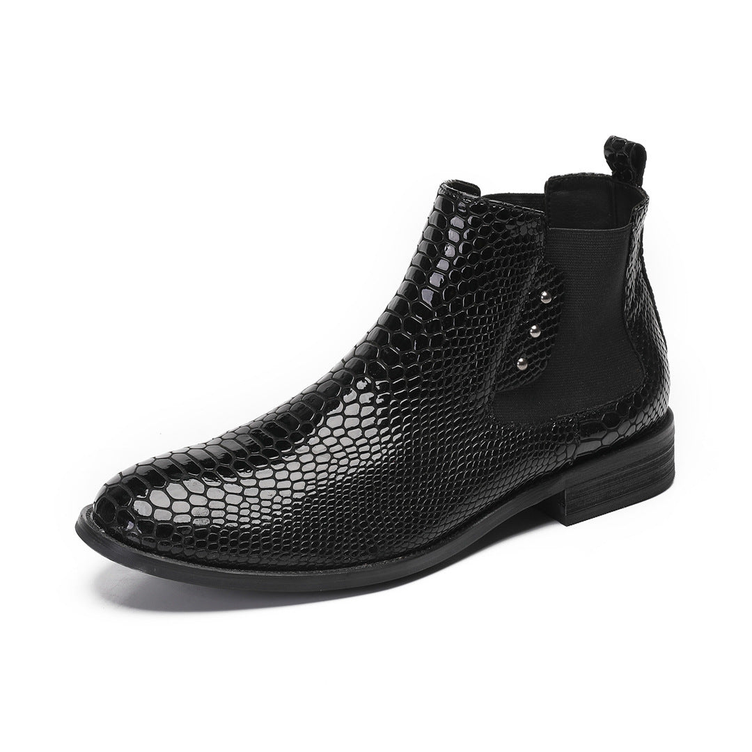 Martin boots men's 2024 new leather low-top crocodile pattern high-top retro leather shoes British men's boots medium-top leather boots