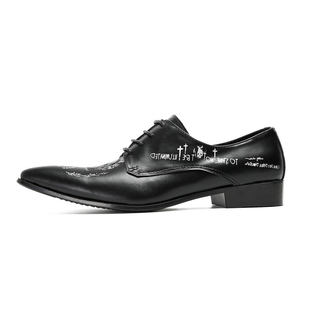 2024 new business casual men's leather shoes foreign trade personality trendy shoes printing street style Internet celebrity men's shoes large size shoes