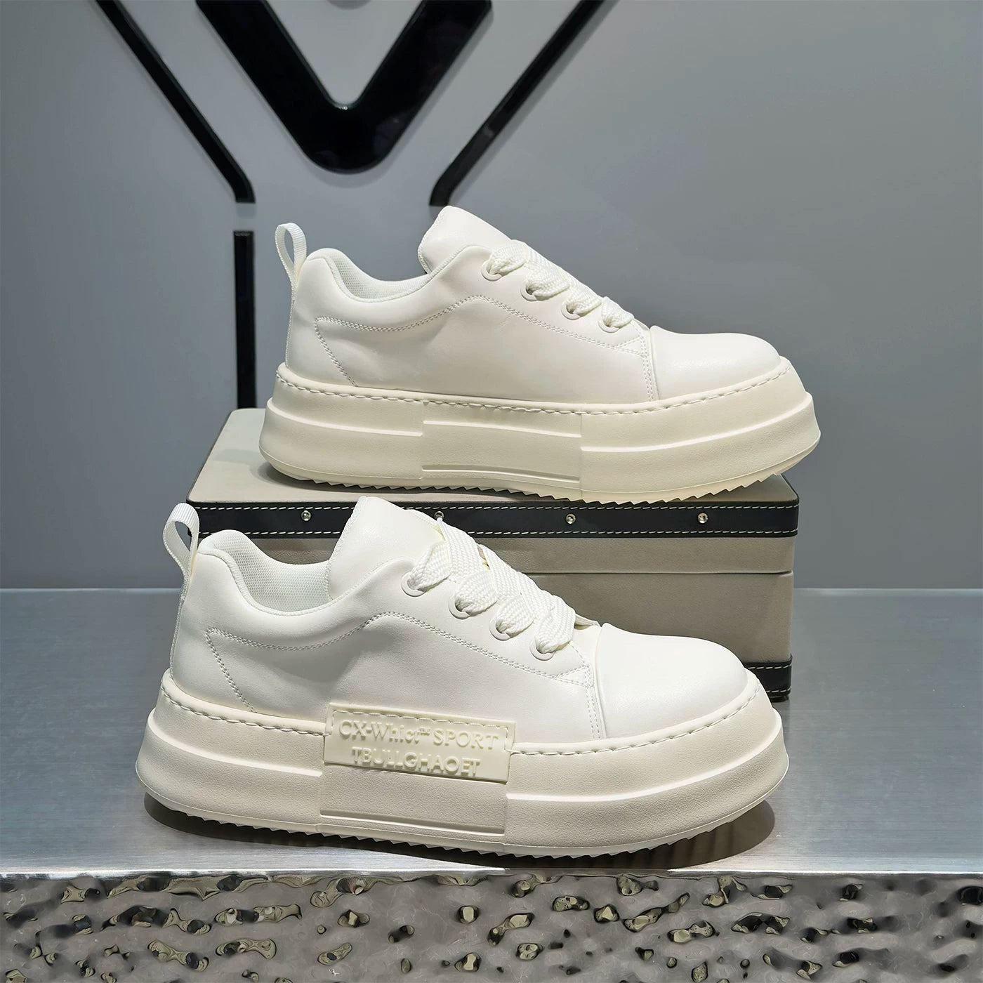 Men's Height-Increasing Platform Minimalist Trendy White Sneakers 2026 New