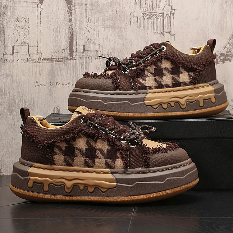 Men's 2026 New Height-Increasing Platform Breathable Lace-Up Low-Top Skate Shoes