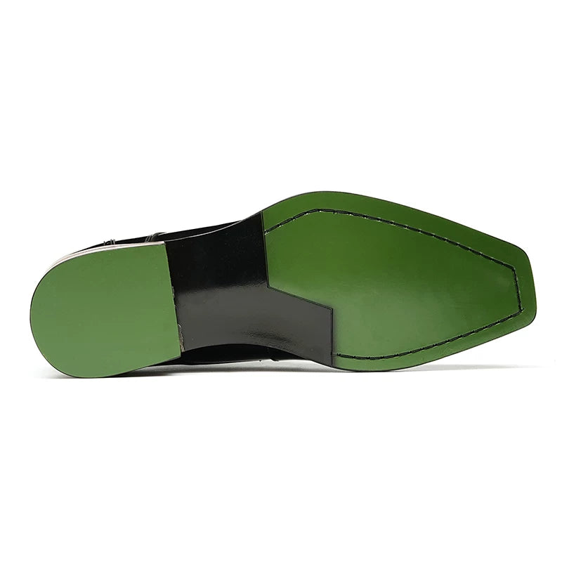 Men's Genuine Leather Derby Shoes, Patent Leather, Square Toe