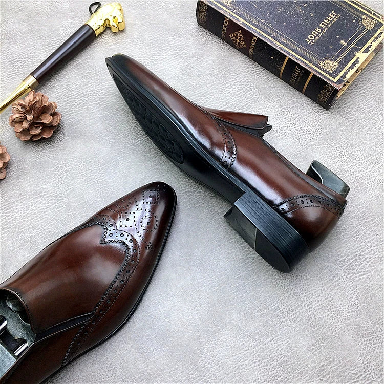 Men's Genuine Leather Loafers, Breathable, Pointed Toe