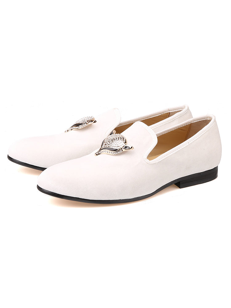 New European and American banquet style men's handmade velvet diamond buckle loafers trendy slip-on large size slip-on shoes