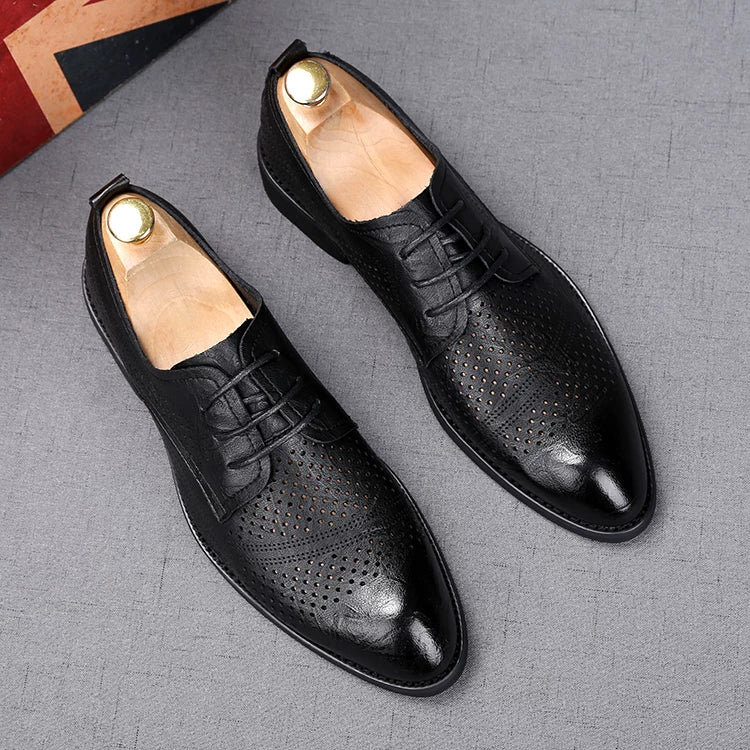 Men's Leather Shoes, Height Increasing, Breathable