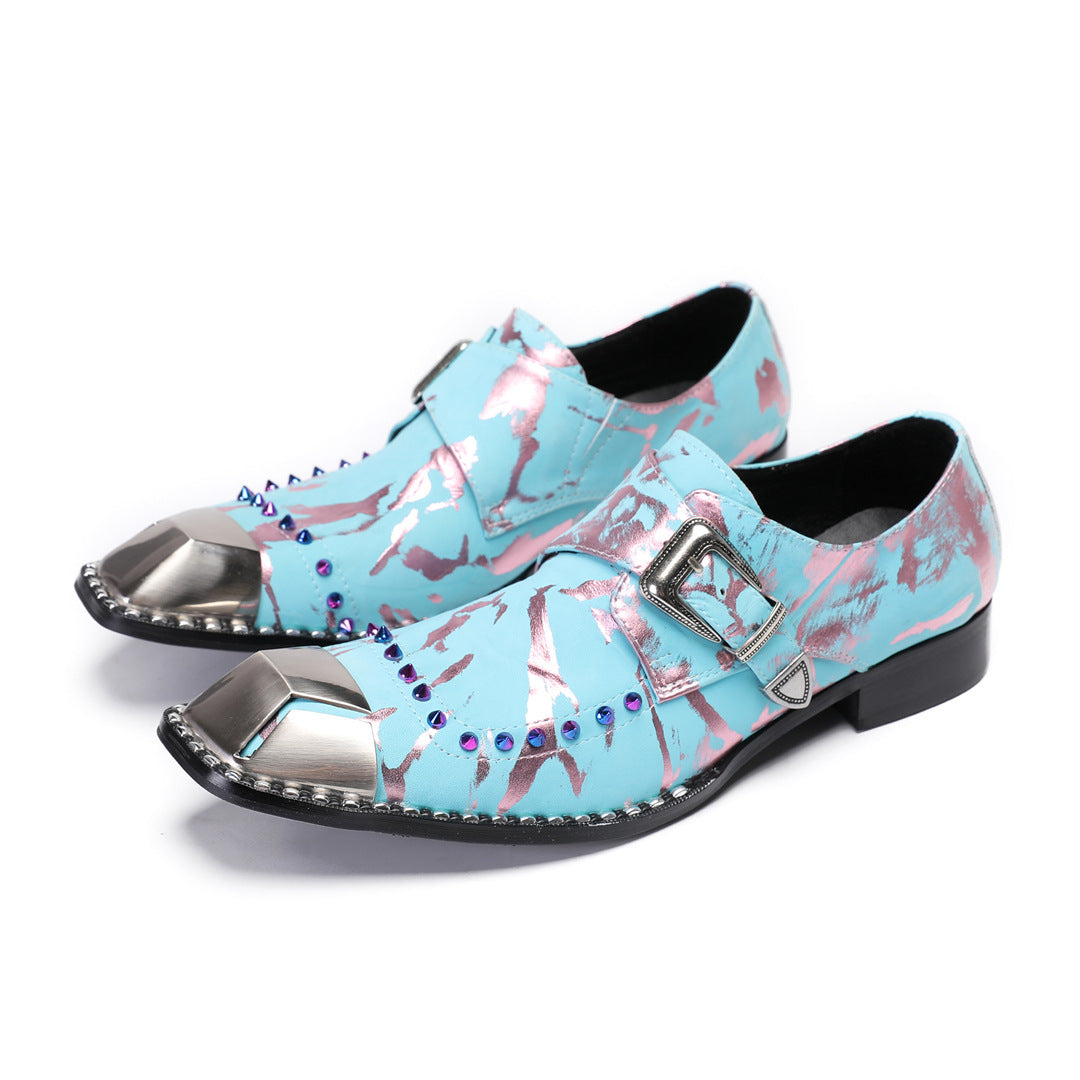 Trendy brand spring spring and autumn pointed leather shoes men's Korean version British business leisure inner height increase men's breathable hair stylist men's shoes