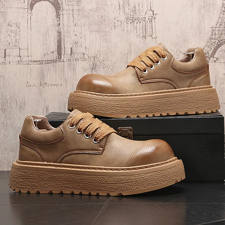 Men's 2026 New Height-Increasing Platform Low-Top Wide-Toe Ankle Boots