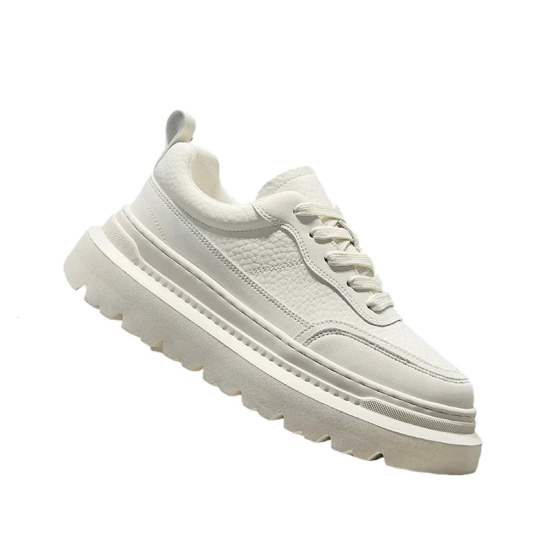 Men's Hidden-Wedge Platform Breathable Lace-Up Minimalist Skate Shoes