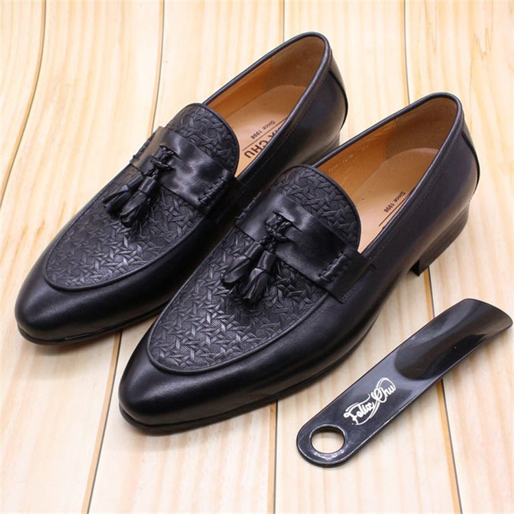 Genuine Leather Slip on British Loafers Men's Fashion Men's Business Office Casual Leather Shoes Trend Men's One Pedal