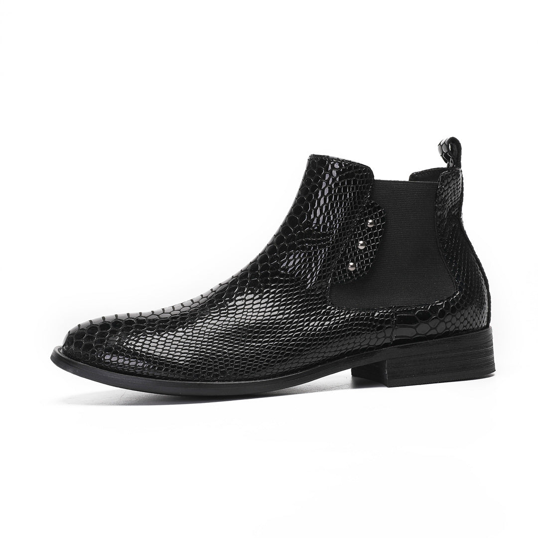 Martin boots men's 2024 new leather low-top crocodile pattern high-top retro leather shoes British men's boots medium-top leather boots
