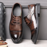 British style wedding groomsmen formal dress shoes - premium derby leather italian business dress shoe