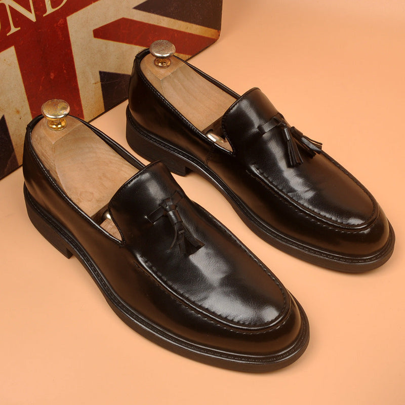 Fashioneasiest for match business men's shoes tassel formal dress hidden heelcasual leather shoes we