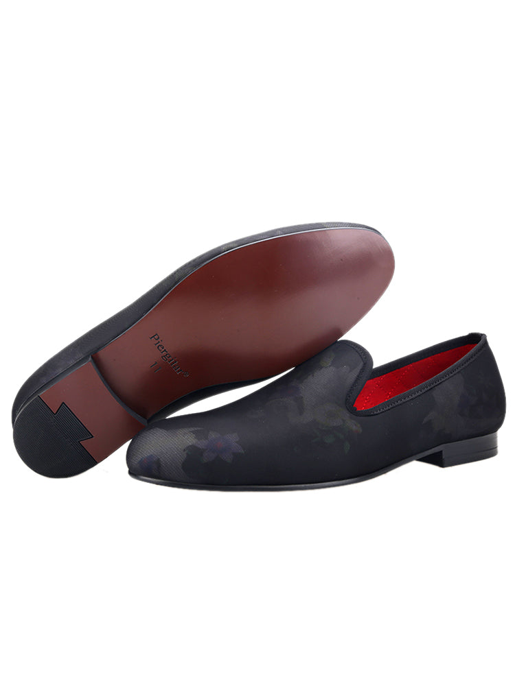 New men's elastic cloth printed handmade loafers trendy European and American fashion banquet slip-on shoes