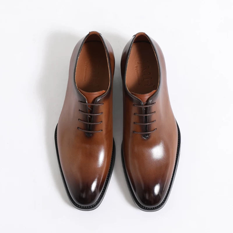 Men's Genuine Leather Oxford Shoes, Handmade, Round Toe