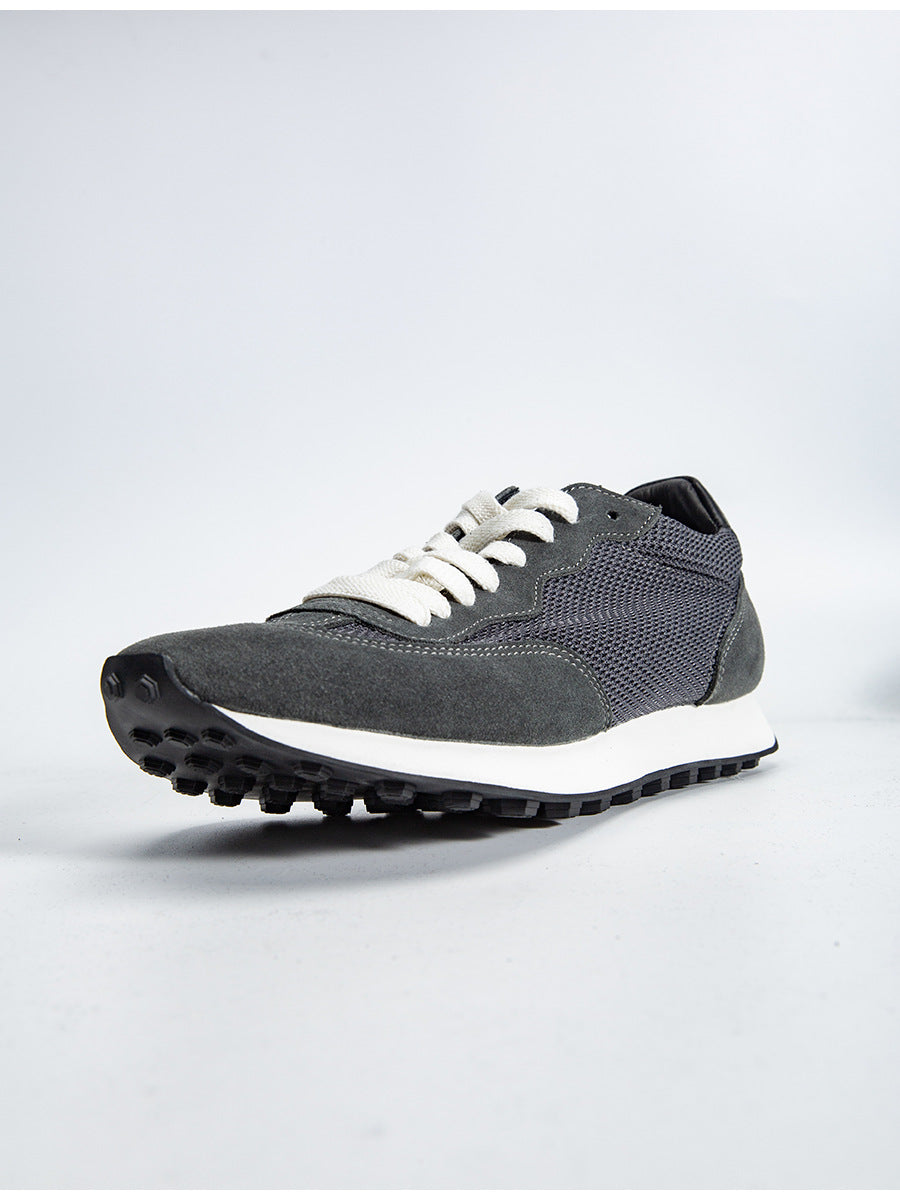 Gray feather argan shoes european station spring and summer new arrival soft breathable leather sports shoes handmade retrocasual board shoes
