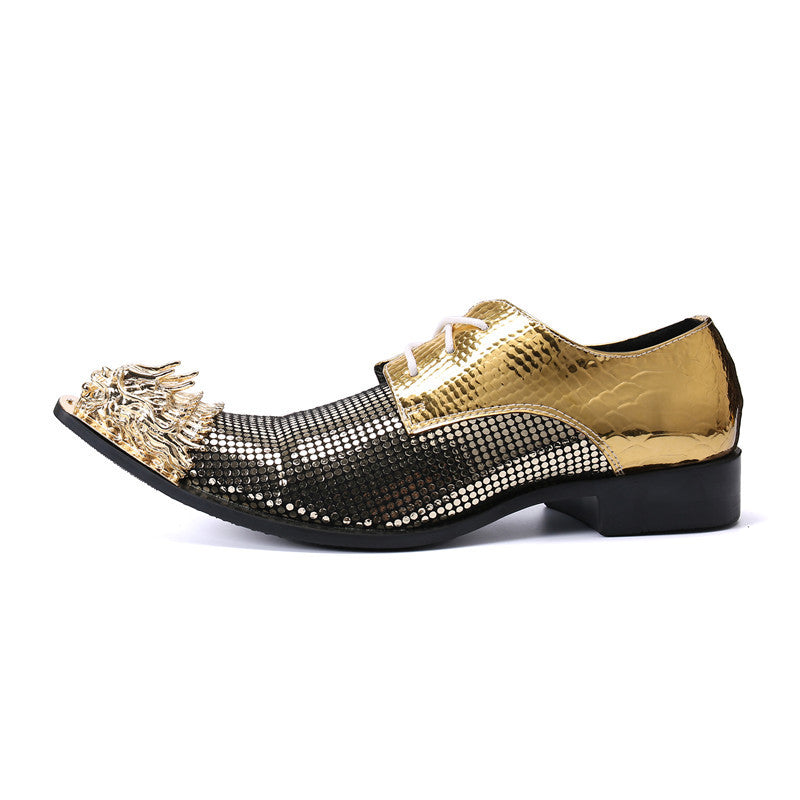 Gold brand Martin boots British style formal business men's work leather shoes men's large-toe workwear casual shoes trendy