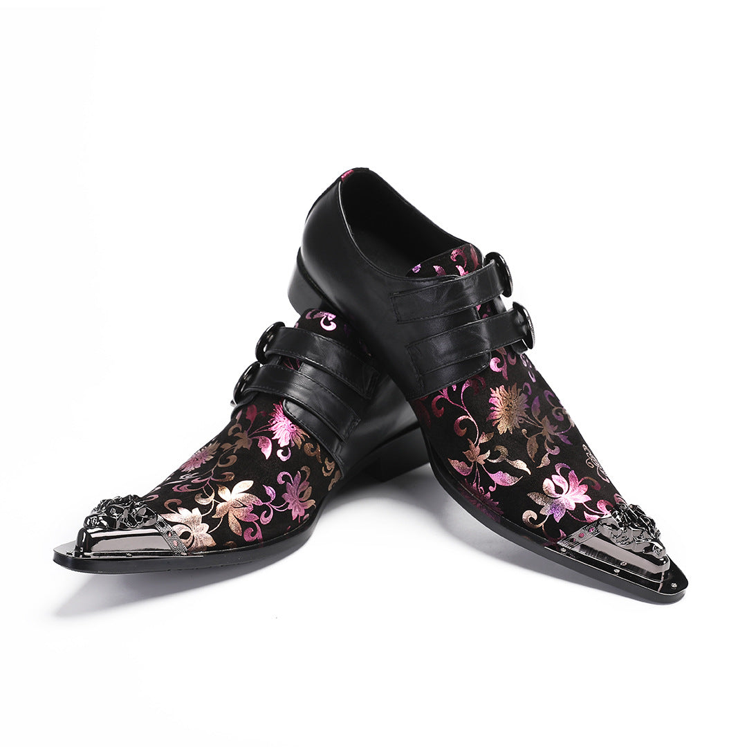 European Station Doudou Shoes Men's Printed Leather Soft Sole One Pedal Leather Shoes Lazy One Pedal Driving Shoes Gouge Shoes Tide