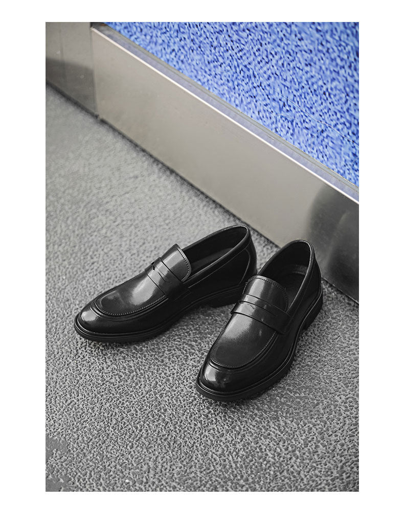 Cross-border new arrival leather shoes for men 2026 british style slip-on round toe casual loafers 9