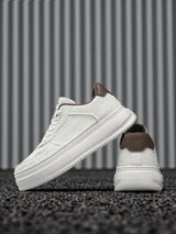 Men's 2026 new winter versatile trendy retro genuine leather white sneakers chunky sole height increasing athletic casual streetwear shoes