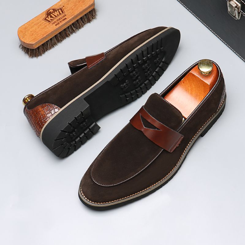 British style men's business casual leather shoes - pointed toe slip-on, korean style, versatile loa 4
