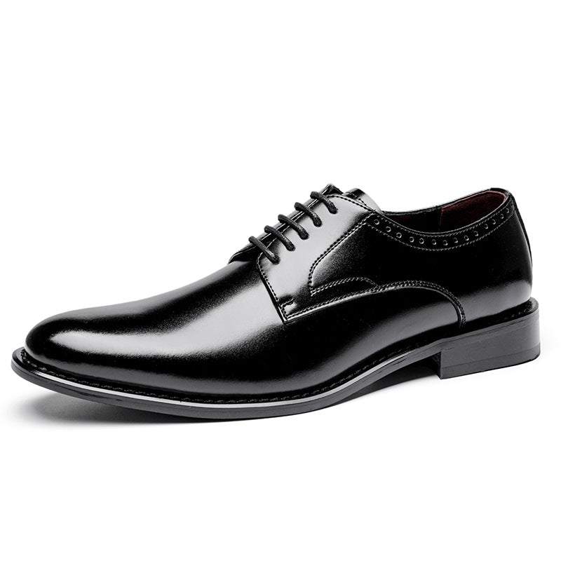 Men's leather dress shoes - genuine leather, british style, smooth upper, formal business derby shoe